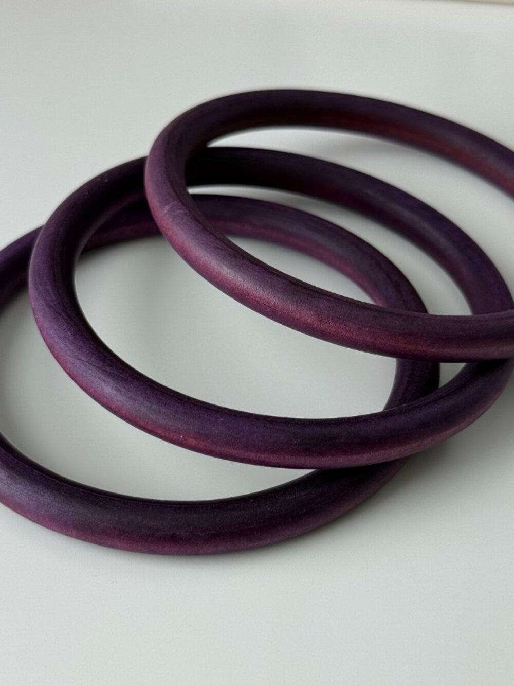 Set of 3 Purple Stained Wood Bangle Bracelets Boho Stacking Wooden Bangles - Picture 4 of 4